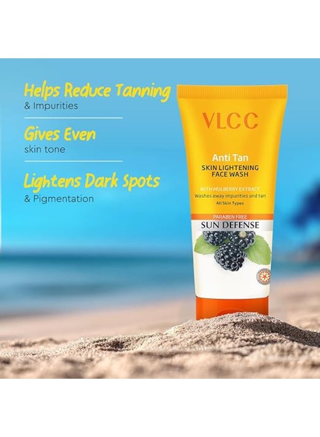 VLCC Anti-Tan Skin Lightening Face Wash – 150 ml x 2 (300 ml) | With Mulberry & Orange Peel Extract | Brightening Sunscreen with Broad Spectrum Protection | Removes sun damage, spots and dullness - Image 2